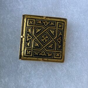 Vintage Gold and Black Square Brooch from Spain.
